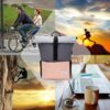 MoFut Rucksack für Damen und Herren in Grau und Rosaton, perfekt für Schule, Uni und Outdoor-Aktivitäten mit Platz für einen 15,6 Zoll Laptop und verschiedenen Fächern.