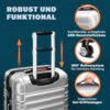 MONZANA Kofferset 4-teilig in Silber, bestehend aus Hartschalen-Koffern in den Größen S, M, L und XL mit ergonomischen Gelgriffen und 360°-Rollen für optimalen Komfort beim Reisen.