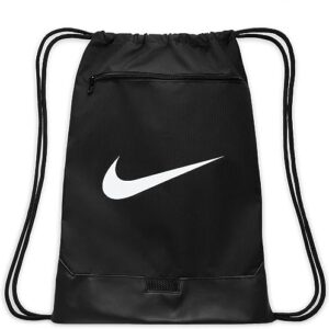 Nike Drawstring Sporttasche 9.5 in Schwarz mit Logo, eignet sich perfekt für Sport und Freizeit mit einem Volumen von 18 Litern.