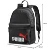 PUMA Unisex Phase Rucksack in modernem schwarz-weiß-rotem Design, ideal für Schule und Freizeit mit praktischen Fächern und gepolsterten Tragegurten.