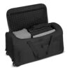 Schwarze REDOLZ Trolley-Reisetaschen im Set mit zwei großen Rollentaschen, ideal für Reisen, offen mit gestapelter Kleidung und stabilen Rollen für einfachen Transport.