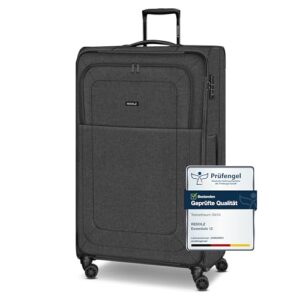 Großer REDOLZ XL Jumbo 4-Rollen Koffer in dunkelgrauem Design, 52 x 30 x 90 cm, leicht mit TSA-Schloss für sicheres Reisen