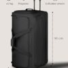 REDOLZ XXL Jumbo Trolley-Reisetasche mit Rollen in schwarz, 90 cm groß, erweiterbar von 150 auf 185 Litern, hergestellt aus strapazierfähigem Polyester, ideal für lange Reisen.