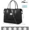 Schwarze Reisetasche für Damen, ideal für Wochenendausflüge, Fitnessstudio und als Krankenhaustasche, mit wasserabweisender Nasstasche und verstellbaren Gurten.