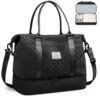 Schwarze Reisetasche für Damen, Ideal für Reisen, Fitnessstudio und Übernachtungen, mit geräumiger Hauptöffnung und zusätzlichen Fächern.