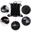 Rückansicht eines großen Rucksacks für Damen und Herren mit mehreren Fächern, inklusive einem 15,6 Zoll Laptopfach, ergonomischen Trageriemen, und praktischen Netztaschen, ideal für Schule, Uni, Freizeit und Wandern.