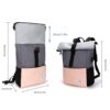 Stylischer und wasserfester Rucksack in Rosa-Grau mit Rolltop-Design für Damen und Herren, geeignet für Schule, Freizeit und Wandern, inklusive 15,6" Laptopfach.