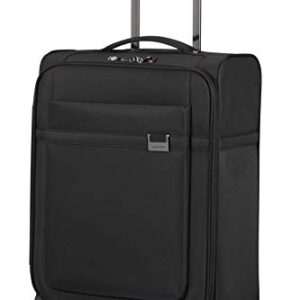 Schwarzer Samsonite Airea Spinner S Koffer mit Teleskopgriff und vier leichtgängigen Rollen, ideal für Handgepäck und Kurzreisen.