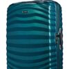 Samsonite Lite-Shock Spinner L Koffer in Petrol Blau mit strukturiertem Design, teleskopischem Griff und leichtgängigen Rollen für einfaches Reisen.