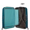 Offener Samsonite Lite-Shock Spinner L Reisekoffer in Petrol Blau, 75 cm, mit strukturiertem Design und gut durchdachtem Innenraum für optimales Gepäckmanagement.