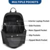 Schwarzer Schulrucksack mit modernem Design, ideal für Schule, Reisen und Freizeit, passend für 15,4-Zoll-Laptops. Der Rucksack ist mit praktischen Fächern und atmungsaktiven Schultergurten ausgestattet.
