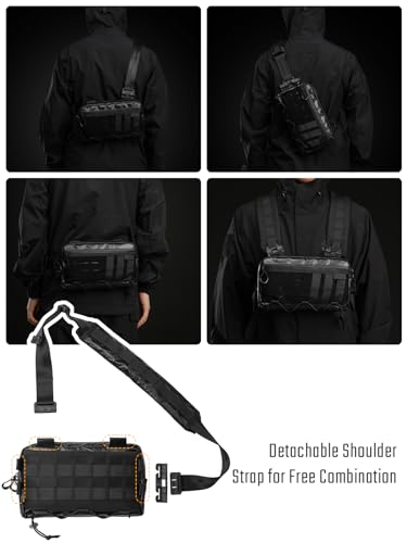 Die TACTICAL_GEEK Cache L3 EDC Sling Bag in Schwarz und Orange, gefertigt aus hochwertigem X-pac Material, zeigt das effektive Design mit einem verstellbaren Schultergurt für Reisen und Outdoor-Aktivitäten.