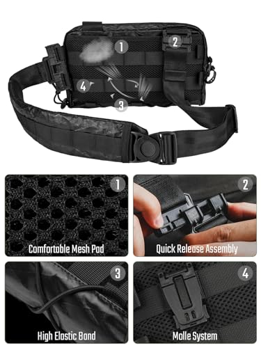 Schwarze TACTICAL_GEEK Cache L3 EDC Sling Bag mit orangefarbenen Akzenten, ausgestattet mit verstellbarem Schultergurt, MOLLE-System und praktischen Fächern für unterwegs.