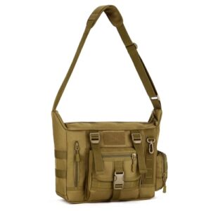 HUNTVP taktische Schultertasche in Braun, wasserabweisend und strapazierfähig, ideal für Outdoor-Aktivitäten, Wandern und Reisen.