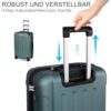 Großer TAN.TOMI Hartschalenkoffer in mattem Grün mit Teleskopgriff, 3-stelligem Codeschloss und doppelten Gummirädern, ideal für Reisen und Geschäftsreisen.