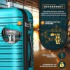 Modernes, turquoise-farbenes Reisekoffer Set mit TSA-Sicherheitsschloss und verstärkten Reißverschlüssen, ideal für Sicherheit und Funktionalität beim Reisen.