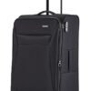 Travelite 4-Rad Koffer Größe L in Schwarz mit Dehnfalte und Kantenschutz, ideal für lange Reisen und Familienurlaube.