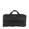 Große Travelite Trolley Reisetasche mit Rollen in Schwarz, erweiterbares Volumen von 98-119 Litern, mit zwei Tragegriffen und zwei leichtgängigen Rollen, ideal für Reisen.