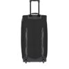 Schlichte schwarze Travelite Trolley Reisetasche mit Rollen im sportlichen Design, 71 cm und 89 Liter Volumen, ideal für Reisen und Sportaktivitäten.
