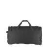 Schwarze Travelite Trolley Reisetasche mit Rollen, sportliches Design, 71 cm, 89 Liter, ideal für Reisen und Sportaktivitäten.