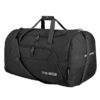 Große schwarze Reisetasche aus robustem Material, ideal für Reisen und Sport mit 120 Litern Volumen und mehreren Trageoptionen.