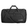 Vielseitige schwarze Reisetasche groß XL mit 120 Litern Volumen, ideal für Reisen, Sport und Schwimmbad, aus robustem, wasserabweisendem Material, mit verstellbarem Schultergurt und mehreren Fächern.