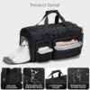 Schwarze VAVOMIA Reisetasche 40L aus strapazierfähigem Oxford-Gewebe mit mehreren Fächern, verstellbarem Schultergurt und separatem Schuhfach, ideal für Sport, Reisen und Freizeit.