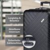 Xonic Design Reisekoffer in Tiefschwarz mit modernem Rautenmuster, aus ABS Hartschale, ausgestattet mit 360° Leichtlauf-Rollen und einem integrierten Sicherheits-Zahlenschloss.