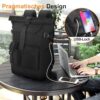 Yooler Rolltop Rucksack in Schwarz, 27L, wasserdicht mit Laptopfach für 17.3 Zoll, optimal für Schule, Arbeit und Reisen.
