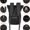 Yooler Rolltop Rucksack in Schwarz, 27 Liter, wasserabweisend, für Herren und Damen, mit Laptopfach für 17,3 Zoll, ideal für Schule, Arbeit, Reisen und Freizeit.