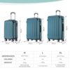 Drei verschiedene Größen des BEIBYE Zwillingsrollen Hardcase Reisekoffers in dunkelgrün, ideal für Reisen. Koffer in M, L und XL mit modernem Design und vier Rollen für einfache Manövrierbarkeit.