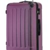 BEIBYE Zwillingsrollen Hardcase Reisekoffer in Violett, mittlere Größe 66 cm, ausgestattet mit 4 Zwillingsrollen und ausziehbarem Griff für leichtes Manövrieren.