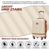 COOLIFE Koffer Trolley aus strapazierfähigem ABS-Hartschalenmaterial mit elegantem Design in Weiß und Braun, ausgestattet mit 4 Rollen und TSA-Zahlenschloss für sicheres Reisen.