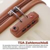 TSA-Zahlenschloss für Gepäck mit braunem Gehäuse, schwarzem Zahlencode und Sicherheitsmechanismus, ideal für sicheres Reisen.