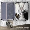 Offener Hartschalenkoffer aus einem 4-teiligen Kofferset mit durchdachtem Stauraum, robustem Design und Kreuzpackgurten für optimalen Reisekomfort.