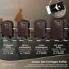 4-teiliges Hartschalenkofferset in Braun bestehend aus Handgepäck, kleinem, großem und sehr großem Koffer, ideal für Reisen jeder Art.