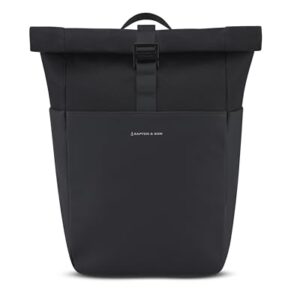 Kapten & Son Rucksack Lund Basic All Black in minimalistischer schwarzer Farbe mit Rolltop-Design, wasserabweisendem Material und 14-Zoll-Laptopfach