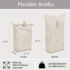 Larkson Rolltop Rucksack in Beige für Damen und Herren mit Laptopfach, ideal für Uni und Reisen, wasserabweisend und funktional.