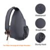 Vielseitige MOSISO Brusttasche Sling Bag in Raum Grau, ideal für Outdoor-Aktivitäten und den Alltag, mit anpassbarem Schultergurt und praktischen Fächern.