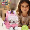 Rosa Kinderrucksack 2 in 1 mit integriertem Kuscheltier Koala für Kinder im Vorschulalter, ideal für den Kindergarten.