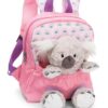 Niedlicher NICI Kinderrucksack in Rosa mit Regenbogen-Muster und plüschigem Koala, ideal für Kindergarten und Ausflüge.