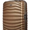 Samsonite Lite-Shock Spinner L Koffer in Sandfarbe, 75 cm, 98,5 Liter, mit ergonomischem Teleskopgriff und 360-Grad-Rollen für müheloses Manövrieren.