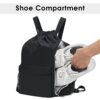 Schwarzer WANDF Rucksack mit Kordelzug und separatem Schuhfach für Sport und Alltag, wasserabweisender String-Rucksack für Herren und Damen.