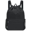 Moderner schwarzer WANDF Rucksack mit Kordelzug und separatem Schuhfach, ideal für Sport und Freizeit, wasserabweisend und praktisch.