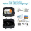 Schwarze YoKelly Klein Mini Reisetasche mit organisiertem Innenraum, ideal für Sport, Reisen und als Schulsporttasche, mit Platz für Schuhe, Kleidung und persönliche Gegenstände.