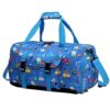 Bunte Kasgo Sporttasche für Kinder in Blau mit Fahrzeugmotiven, ideal als Reisetasche oder Sporttasche für Jungen und Mädchen.