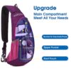 G4Free leichte Brusttasche in lila und rosa für vielseitige Outdoor-Aktivitäten wie Wandern und Radfahren, mit mehreren Fächern für optimale Organisation.