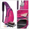 G4Free Leichte Brusttasche Sling Schulter Rucksack in Rosa und Lila, ideal für Wandern, Radfahren und Reisen mit ergonomischem Design und mehreren Fächern für optimale Organisation.
