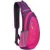 G4Free leichte Brusttasche Sling in Rosa und Lila, ideal für Wandern, Radfahren und Reisen, mit praktischem Design und vielseitigen Fächern.