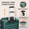 MONZANA Koffer Kofferset in Grün, robuster Hartschalen-Trolley mit ergonomischem Teleskopgriff und 360-Grad Zwillingsrollen, ideal für Reisen.